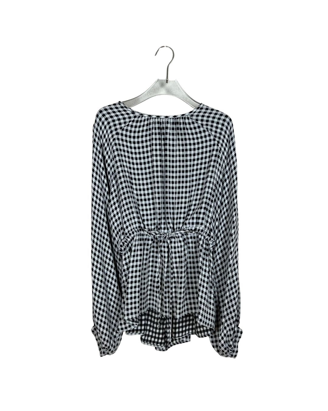 BELPER 長袖オープンバックシャツ / チェック チュニック