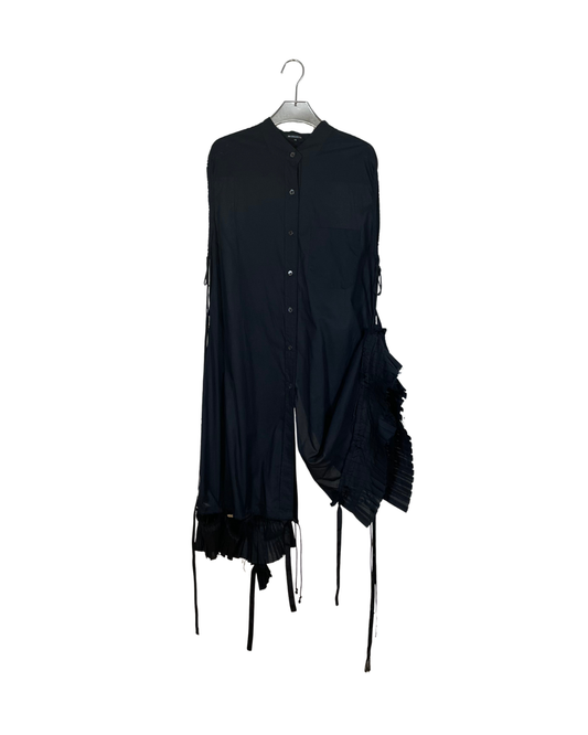 ANN DEMEULEMEESTER ロングシャツ / ノースリーブ プリーツ 変形