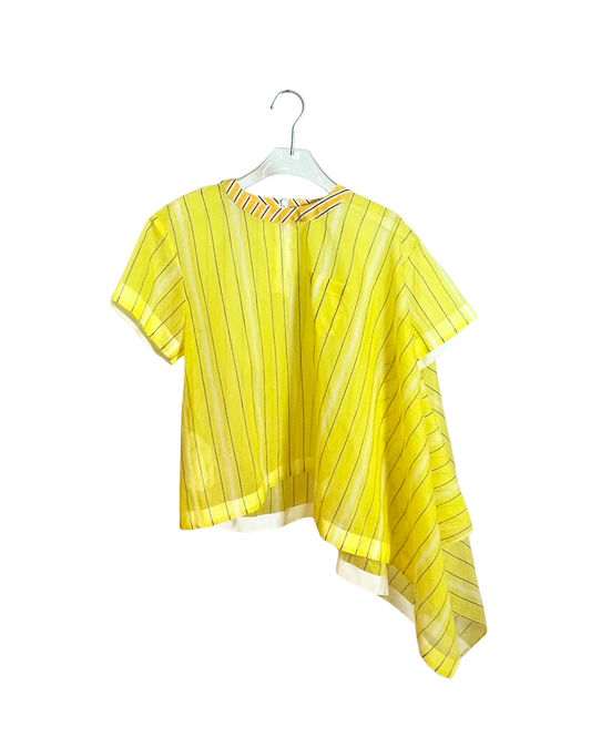 sacai トップス / アシンメトリー ストライプ 半袖