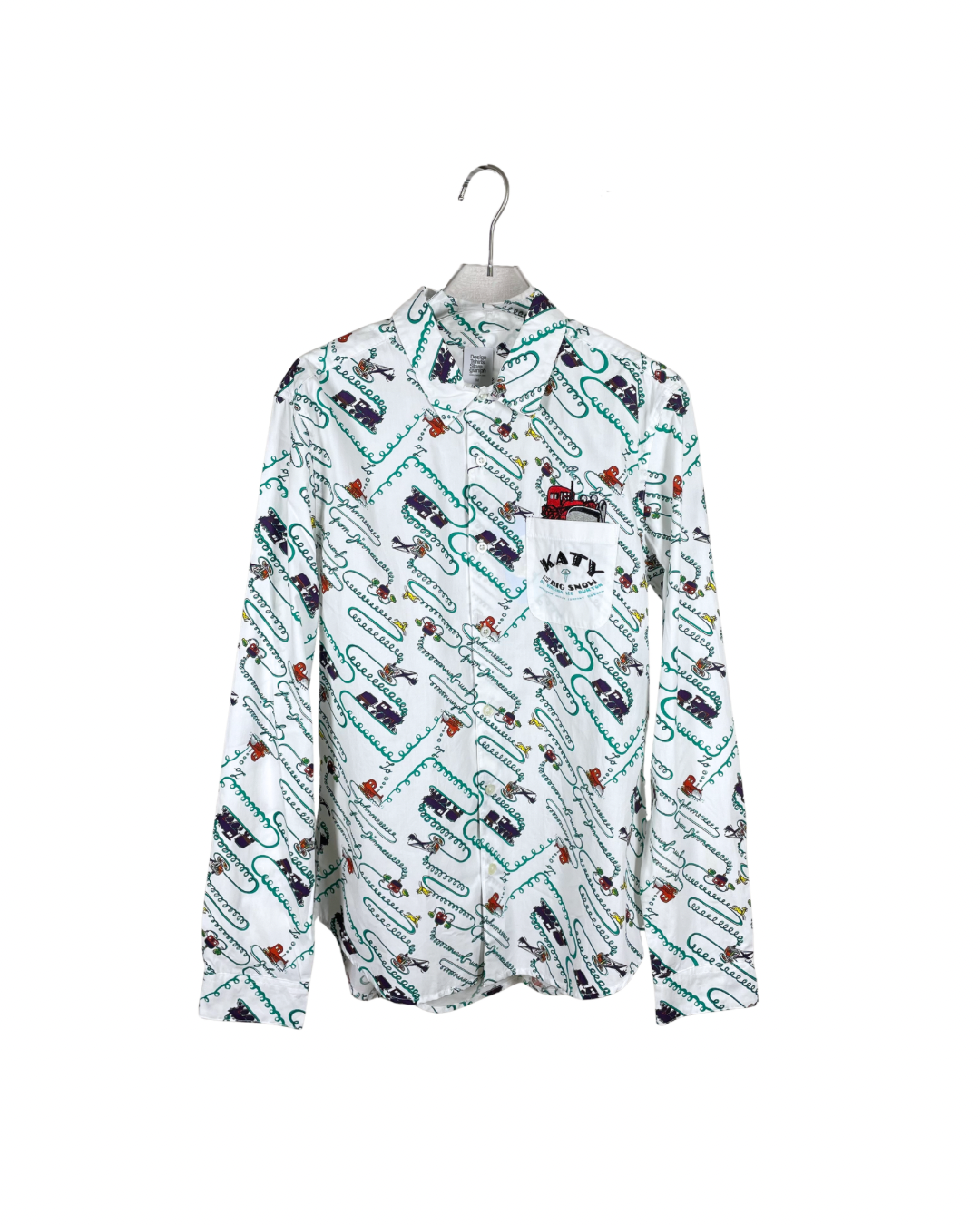 graniph 長袖総柄シャツ / 電車 グラフィックプリント
