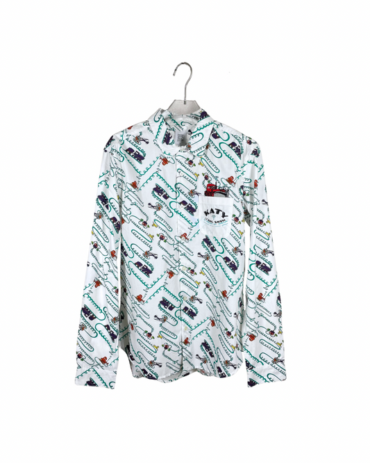 graniph 長袖総柄シャツ / 電車 グラフィックプリント