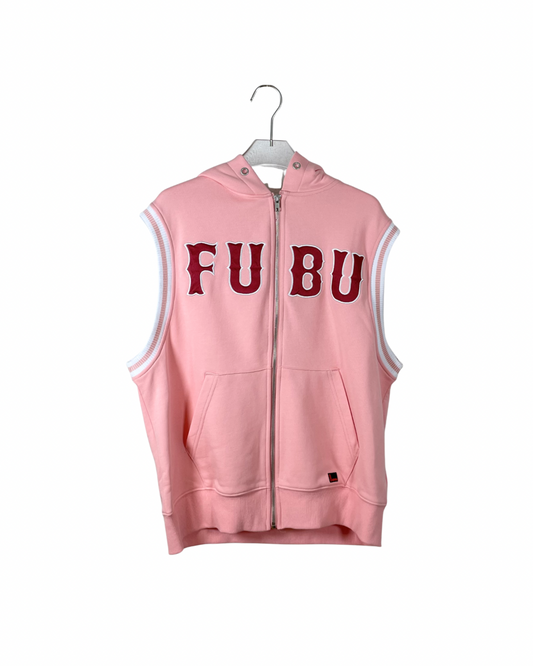 FUBU × atmos pink ノースリーブパーカー / ロゴ スウェット ジップアップ