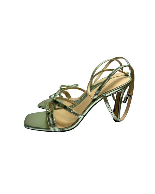 CHARLES&KEITH レザーボウストラッピーサンダル / メタリック