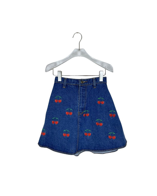 WEGO ショートデニムスカート / さくらんぼ 刺繍