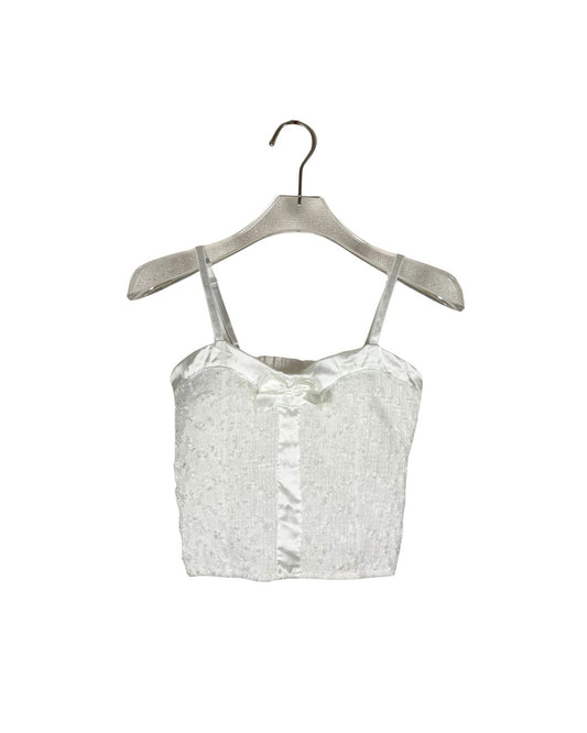 LACE LADIES キャミソールトップス / カップ付き シャーリング リボン