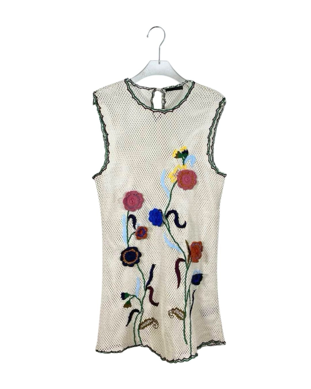 ZARA ノースリーブニットドレス / 刺繍 花 メッシュ ZW COLLECTION