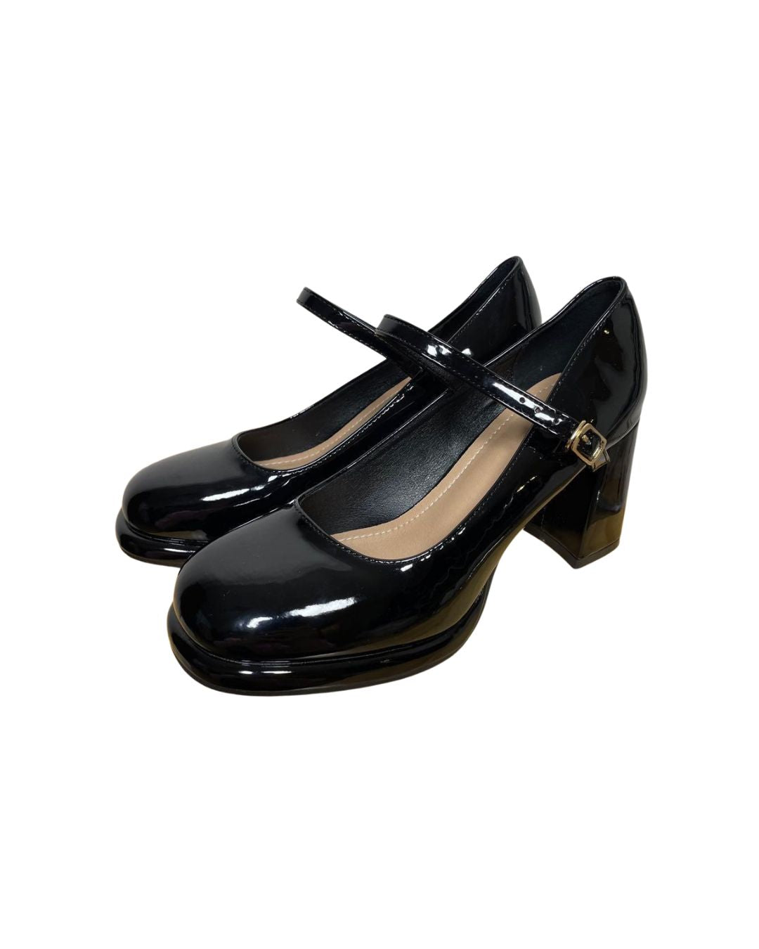 SHEIN エナメルヒールパンプス / ストラップ ラウンドトゥ