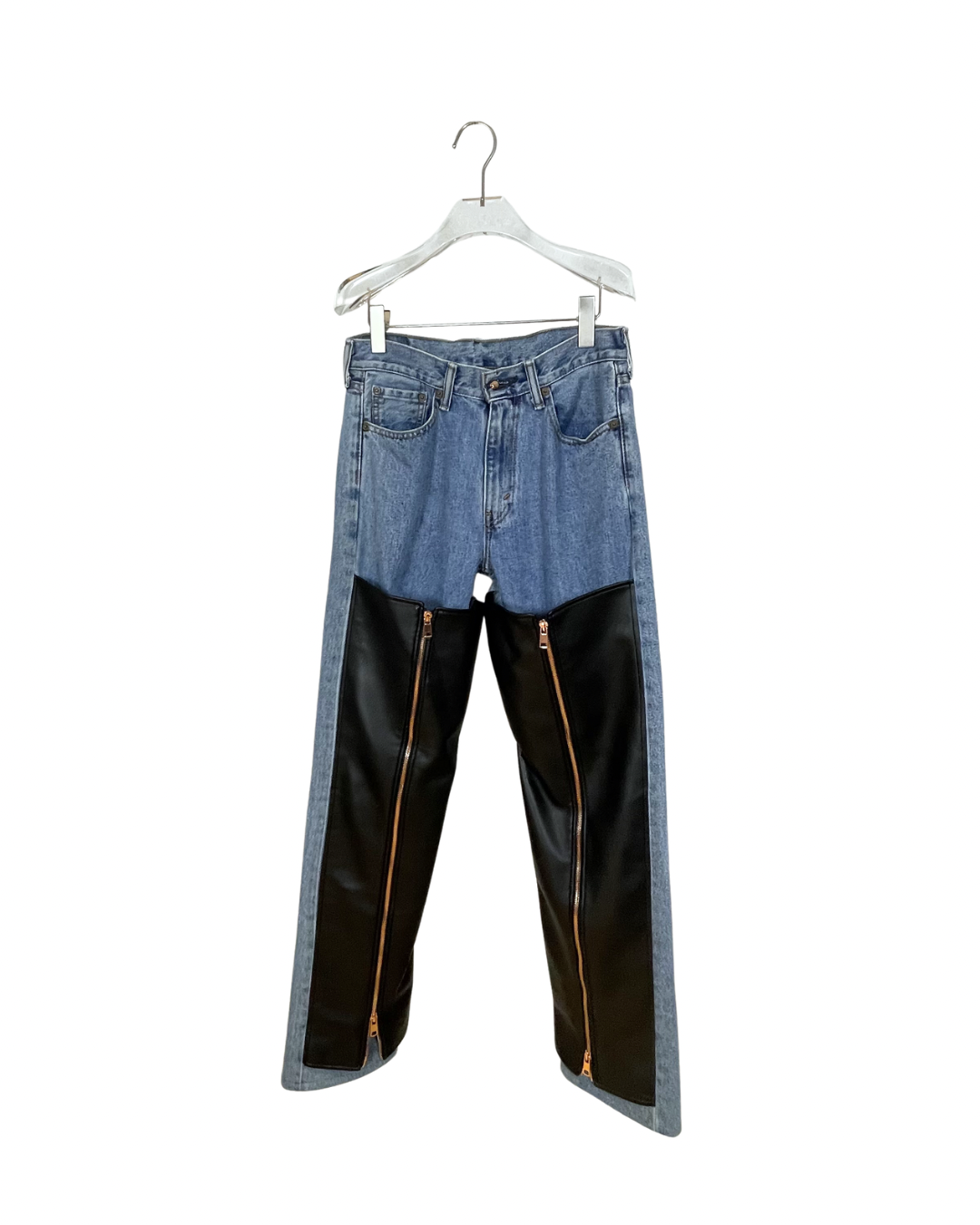 SUÉSADA デニムパンツ / レザー切り替え ジップアップ